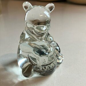 Disney Clear Glass Winnie the Pooh with Hunny pot - Bear Figurine